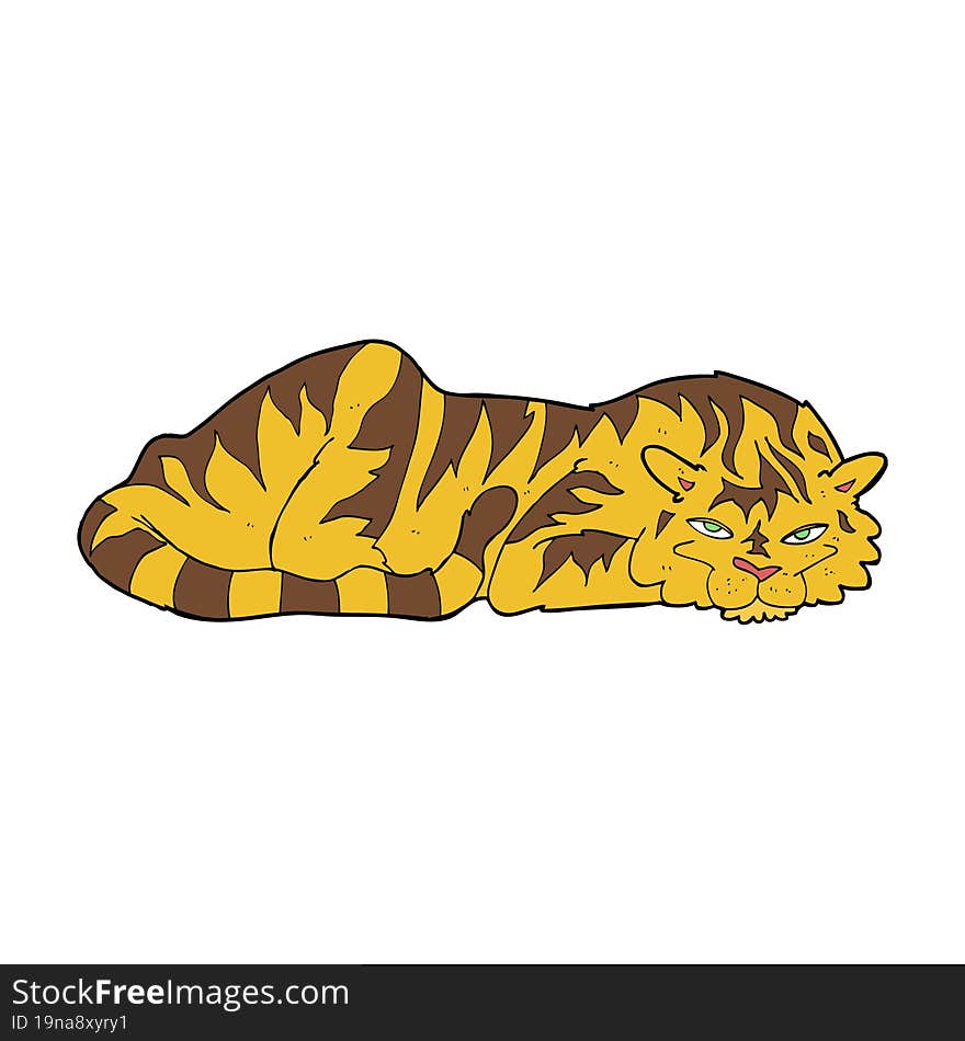 Cartoon Resting Tiger