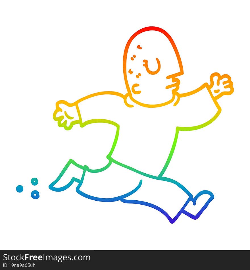 Rainbow Gradient Line Drawing Cartoon Man Running