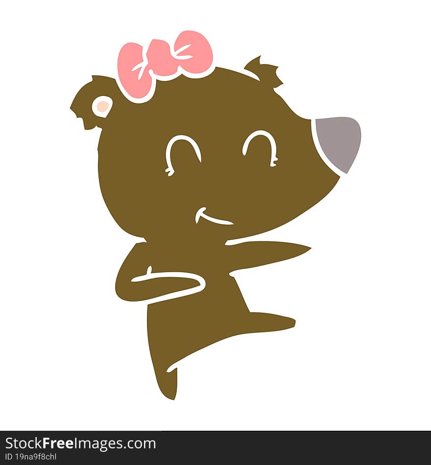 female bear flat color style cartoon