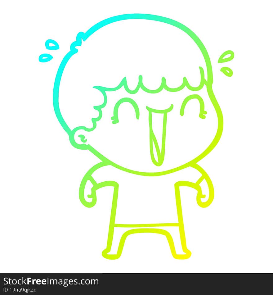 Cold Gradient Line Drawing Laughing Cartoon Man