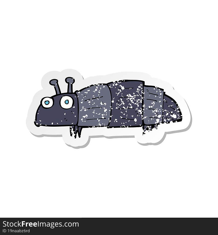 Retro Distressed Sticker Of A Cartoon Bug