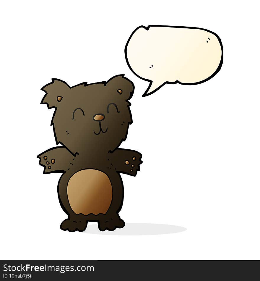 cartoon cute black bear cub with speech bubble