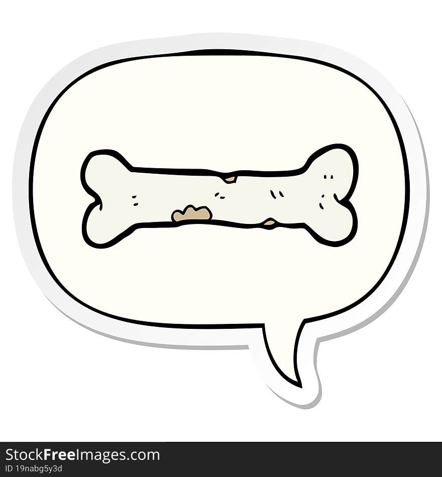 cartoon bone with speech bubble sticker. cartoon bone with speech bubble sticker