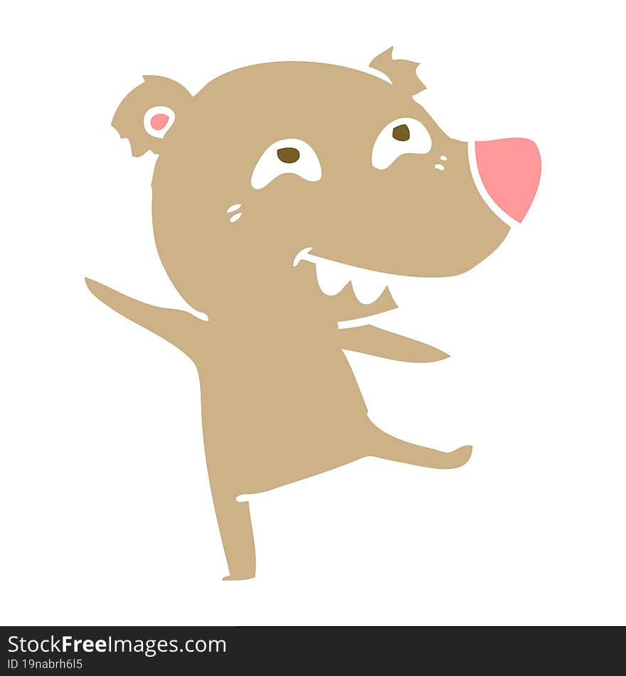 flat color style cartoon bear dancing