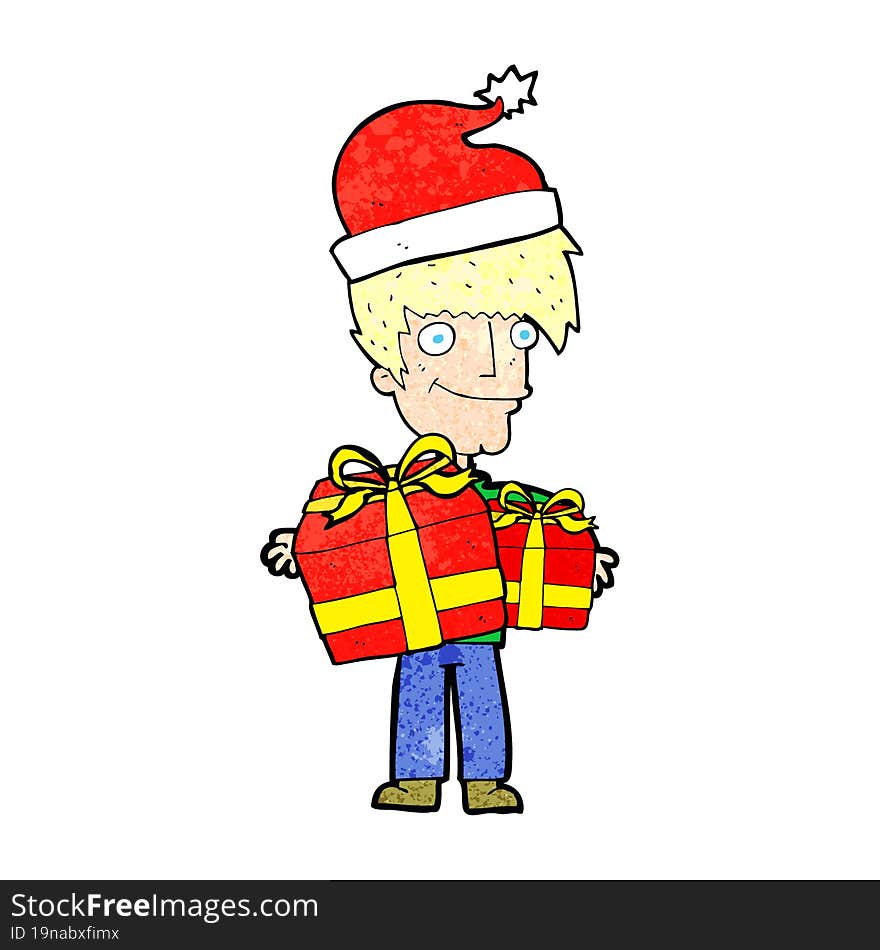 cartoon man ready for christmas