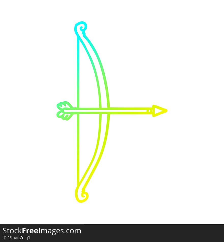 cold gradient line drawing cartoon bow and arrow