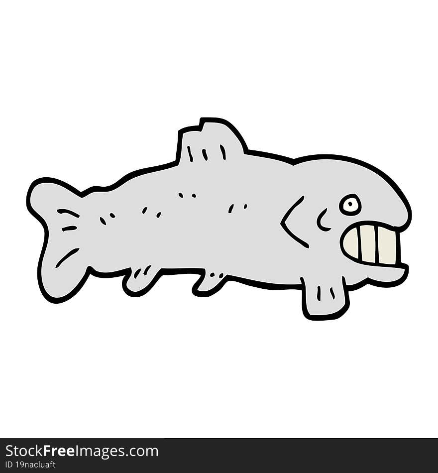 hand drawn doodle style cartoon large fish