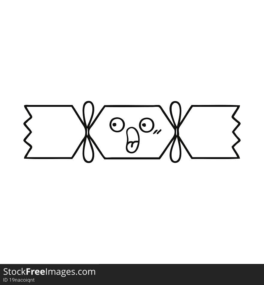 Line Drawing Cartoon Christmas Cracker