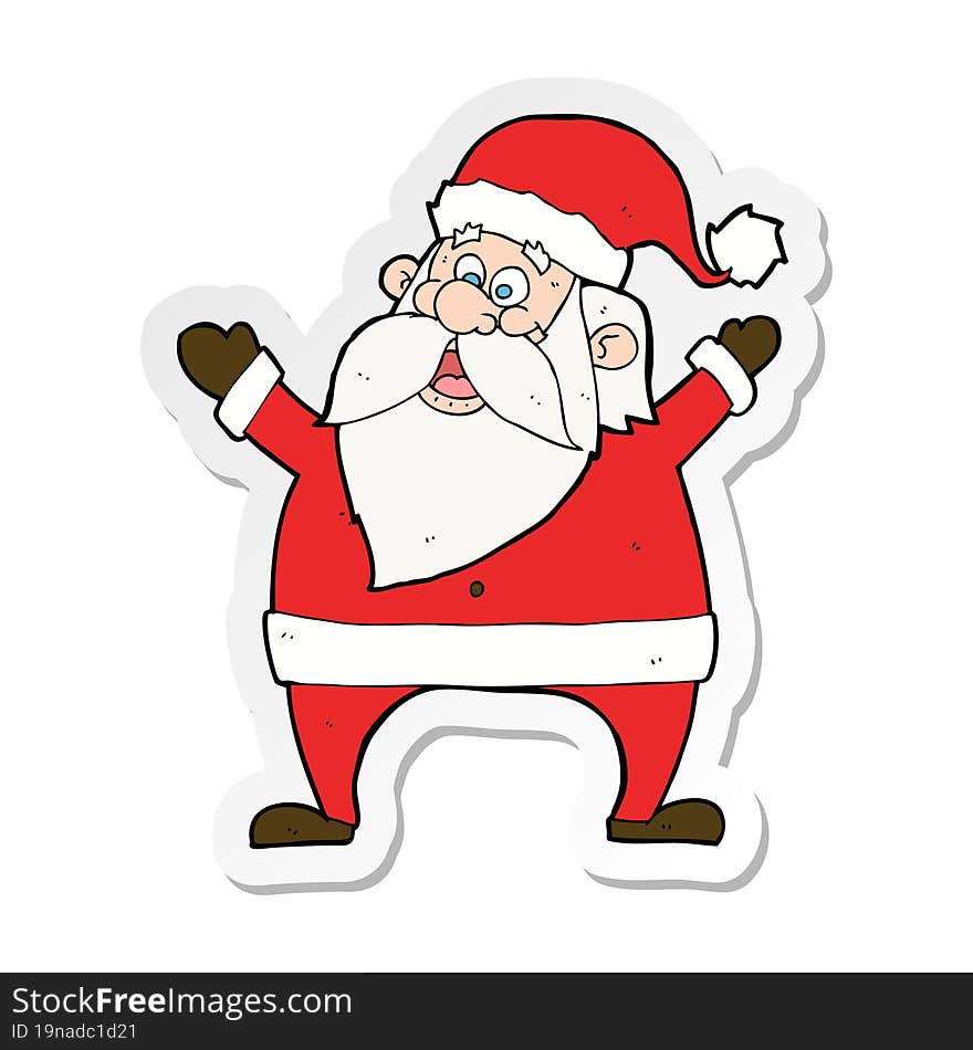 sticker of a jolly santa cartoon