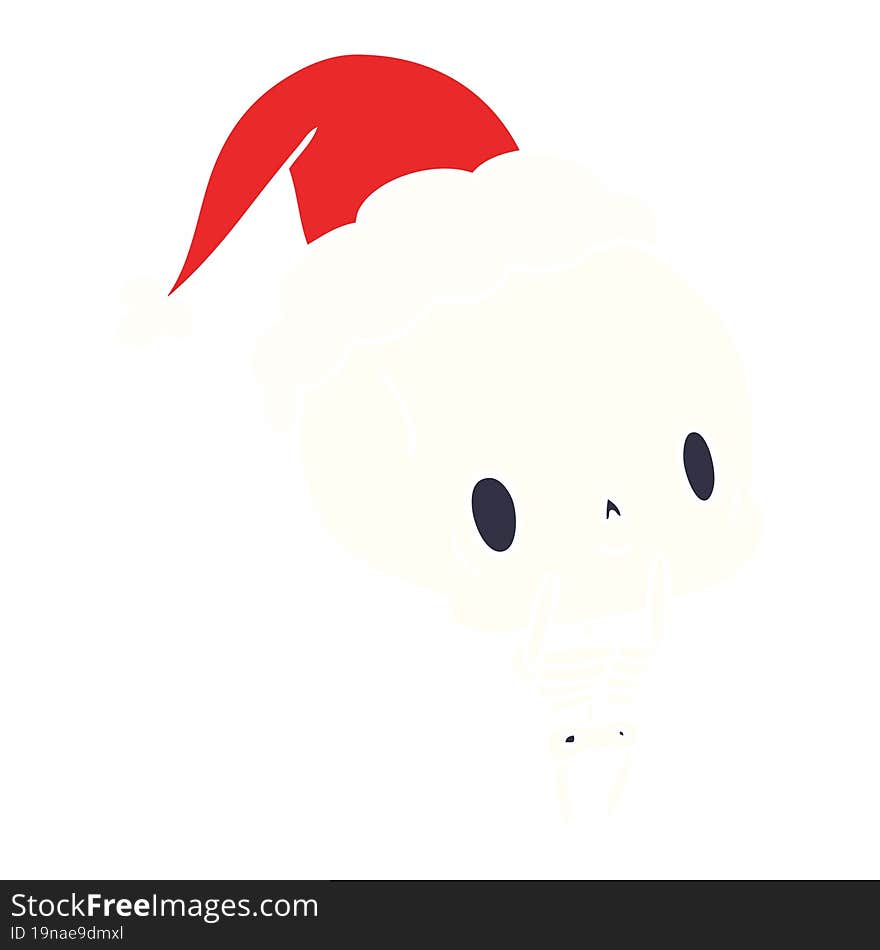 hand drawn christmas cartoon of kawaii skeleton