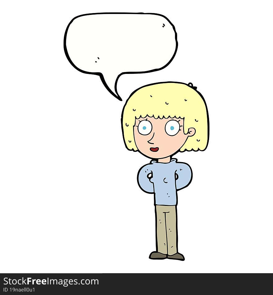 Cartoon Staring Woman With Speech Bubble