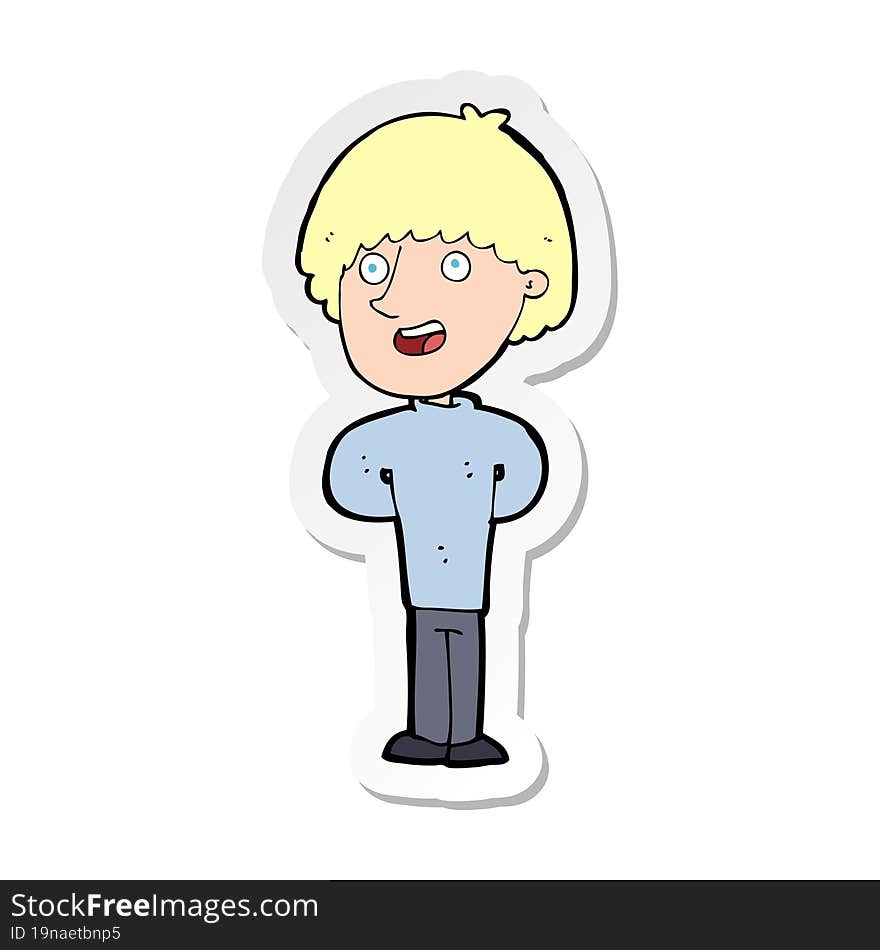 sticker of a cartoon happy man