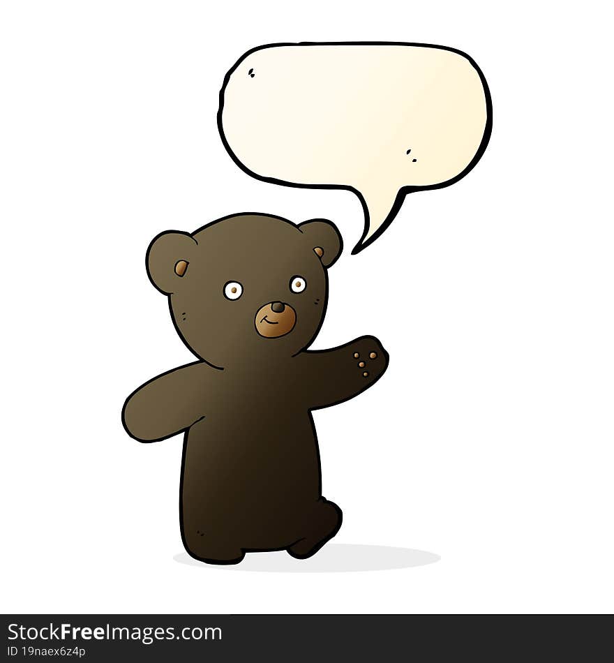 cartoon black bear cub with speech bubble