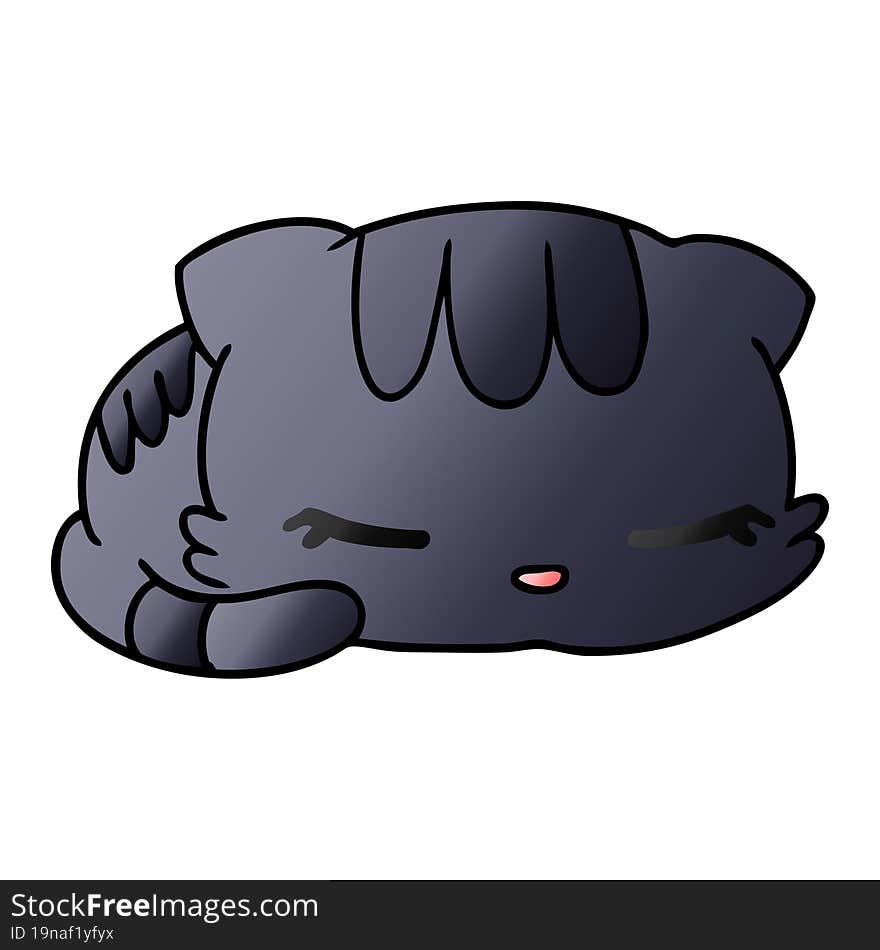 gradient cartoon illustration kawaii cute sleeping kitten. gradient cartoon illustration kawaii cute sleeping kitten