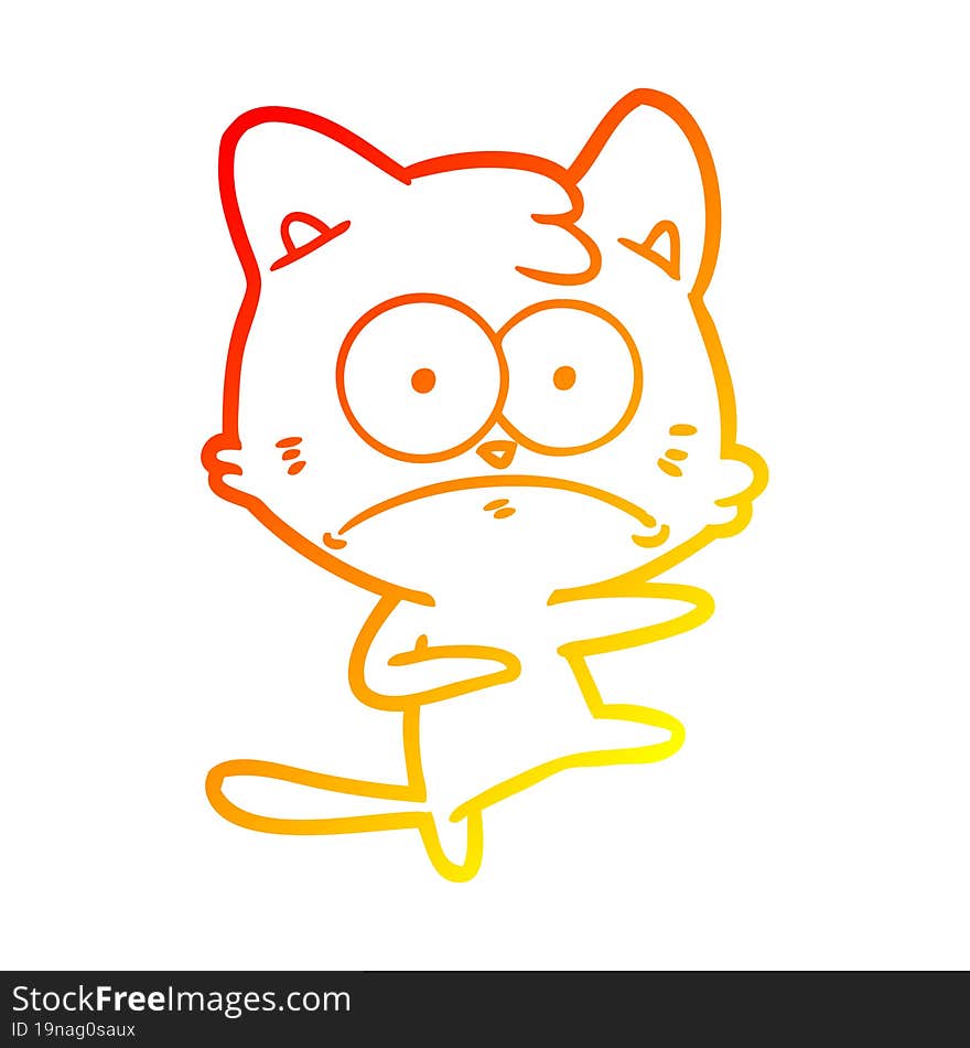 Warm Gradient Line Drawing Cartoon Nervous Cat