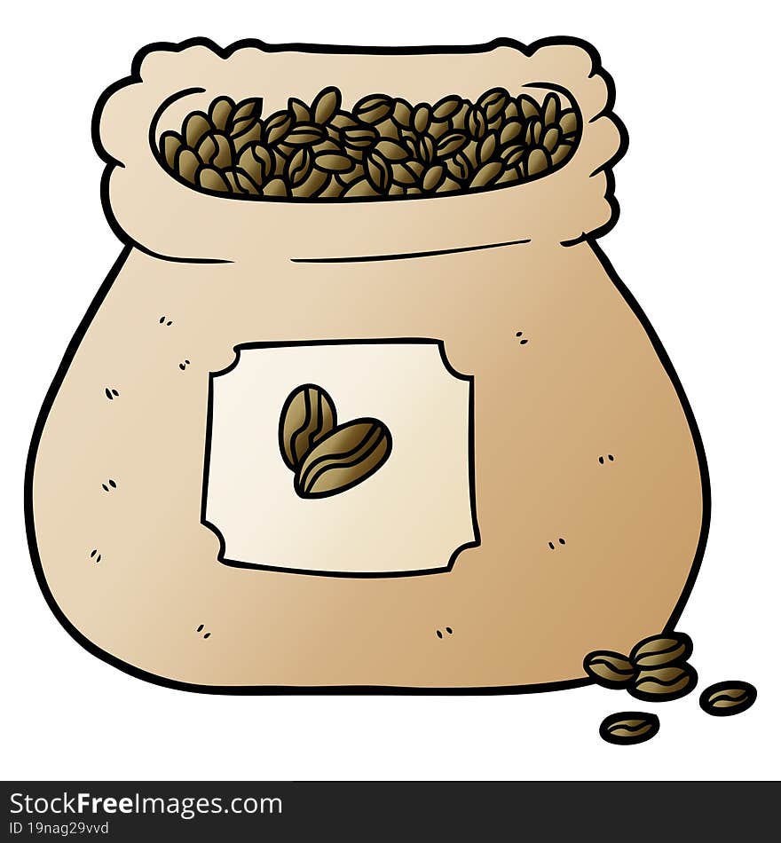 cartoon sack of coffee beans. cartoon sack of coffee beans