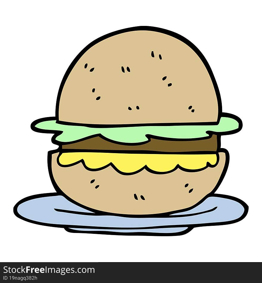 hand drawn doodle style cartoon burger