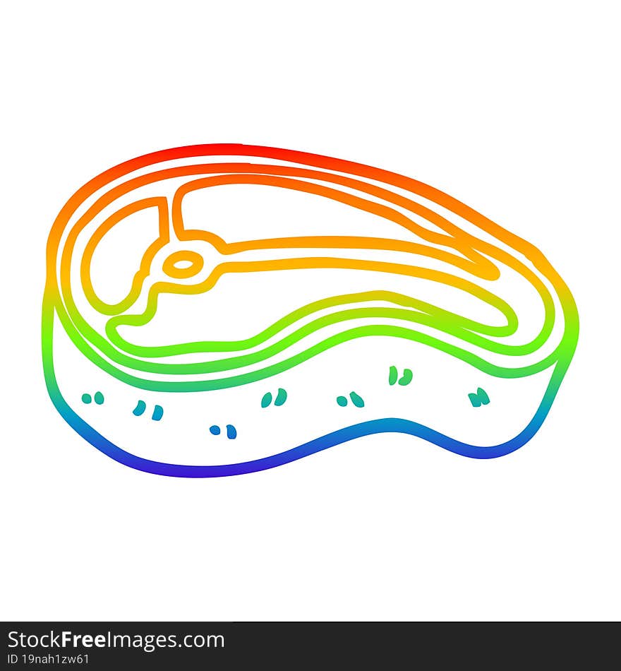 rainbow gradient line drawing cartoon well cooked meat