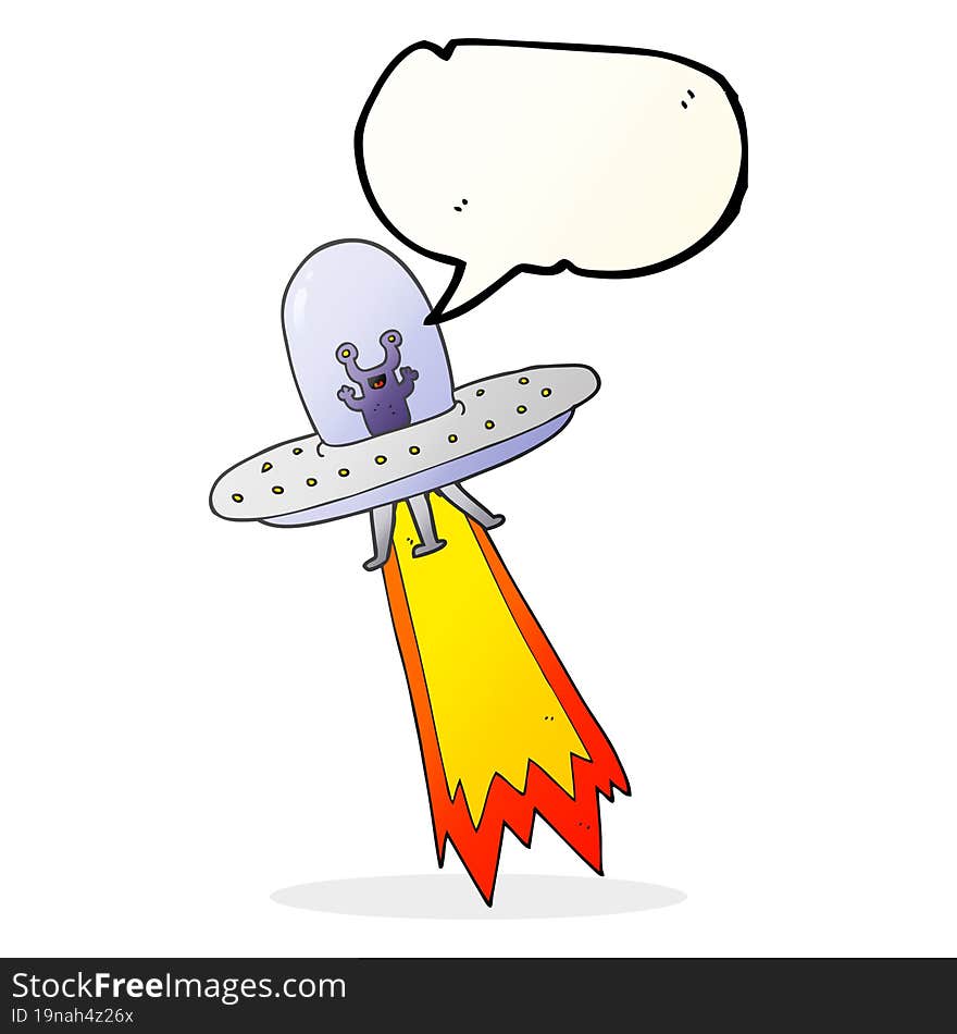 freehand drawn speech bubble cartoon flying saucer