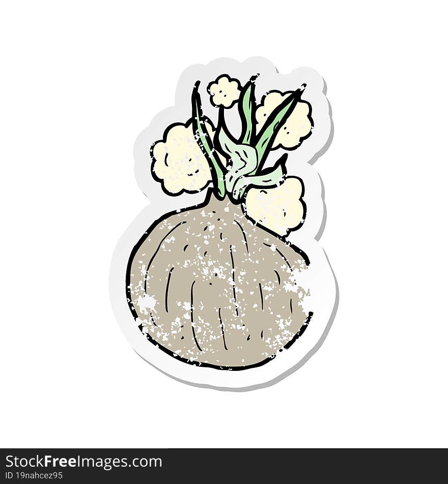 retro distressed sticker of a cartoon onion