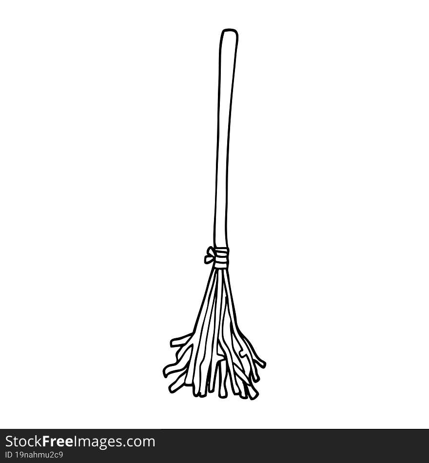 Line Drawing Cartoon Magic Broom