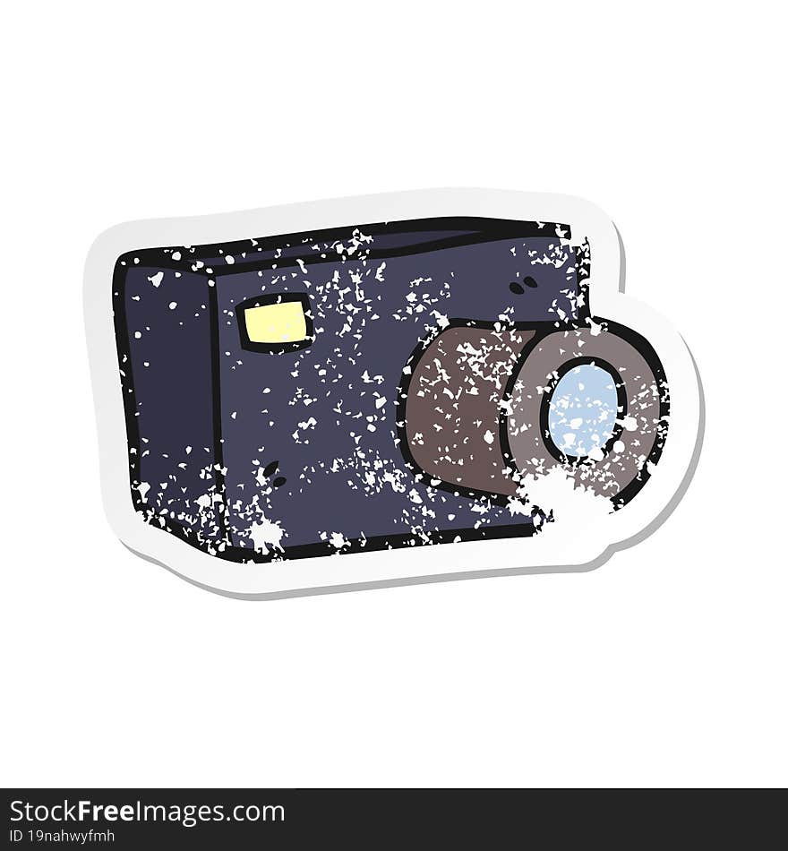 Distressed Sticker Of A Cartoon Camera