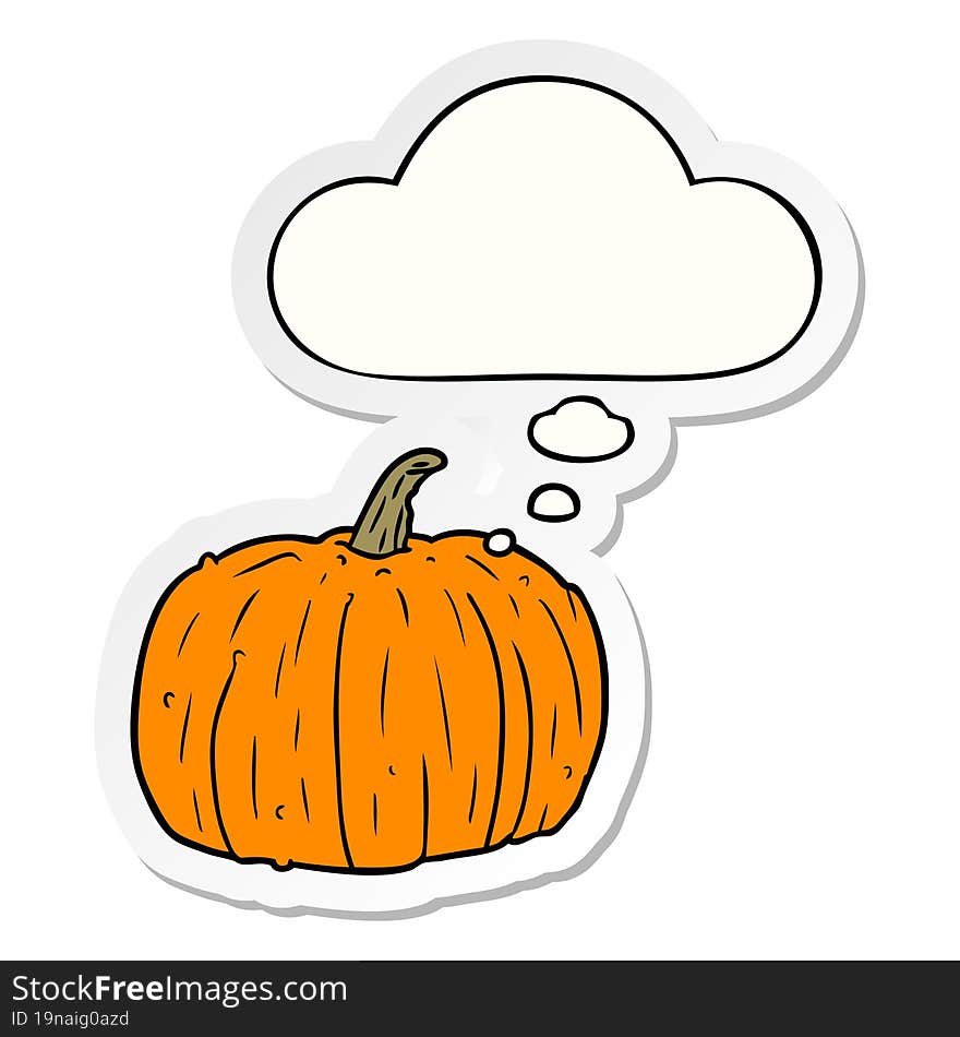 cartoon pumpkin and thought bubble as a printed sticker