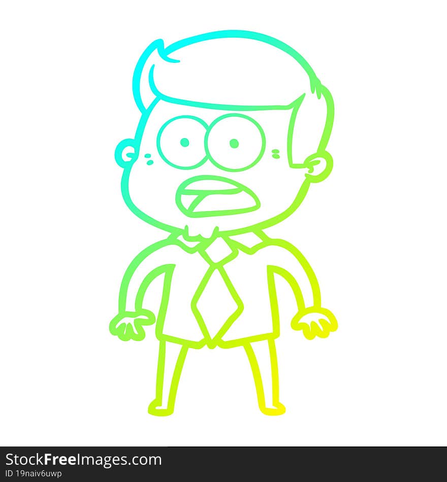 cold gradient line drawing cartoon shocked man