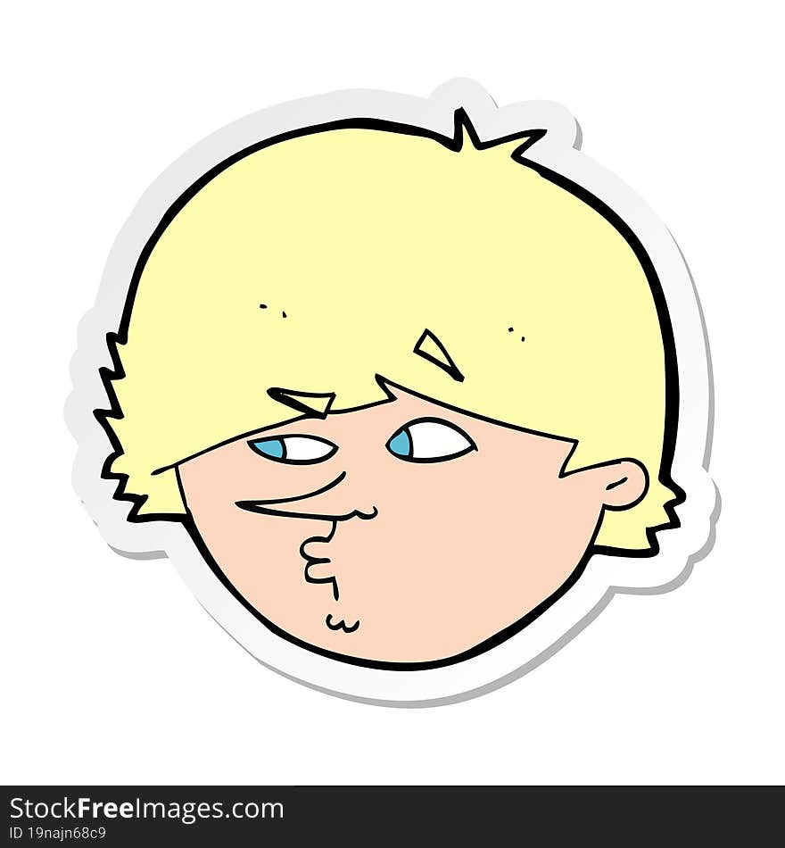 sticker of a cartoon suspicious man