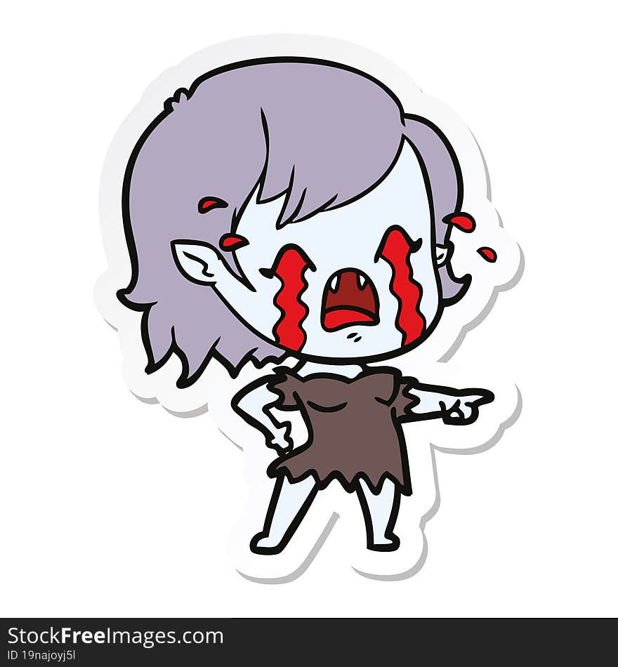 Sticker Of A Cartoon Crying Vampire Girl