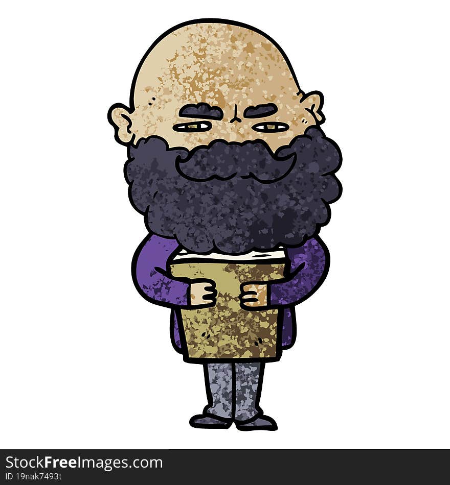 cartoon man with beard frowning. cartoon man with beard frowning