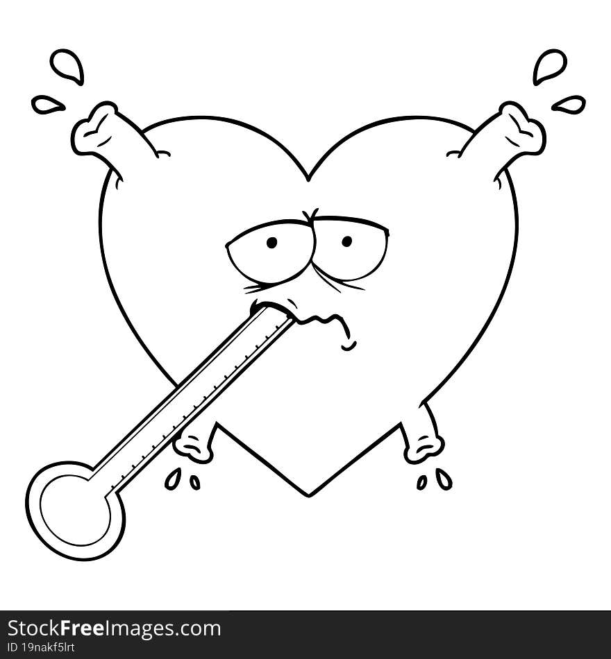 cartoon unhealthy heart. cartoon unhealthy heart