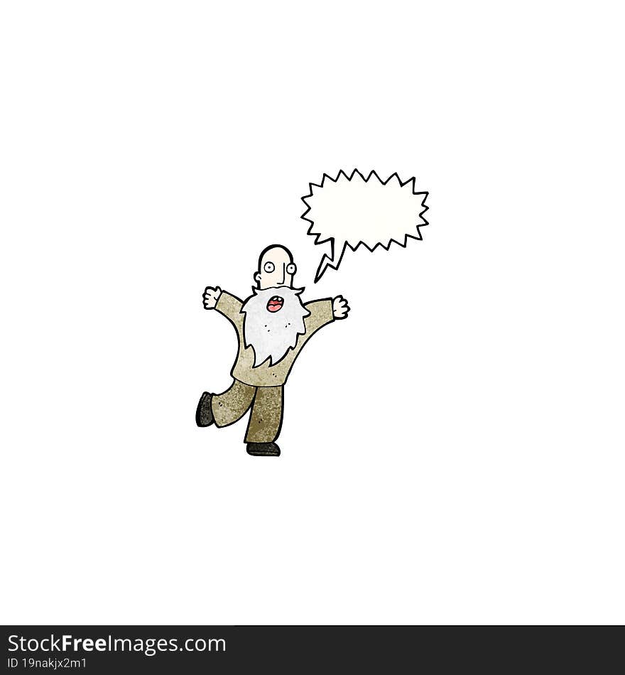 cartoon old man with speech bubble