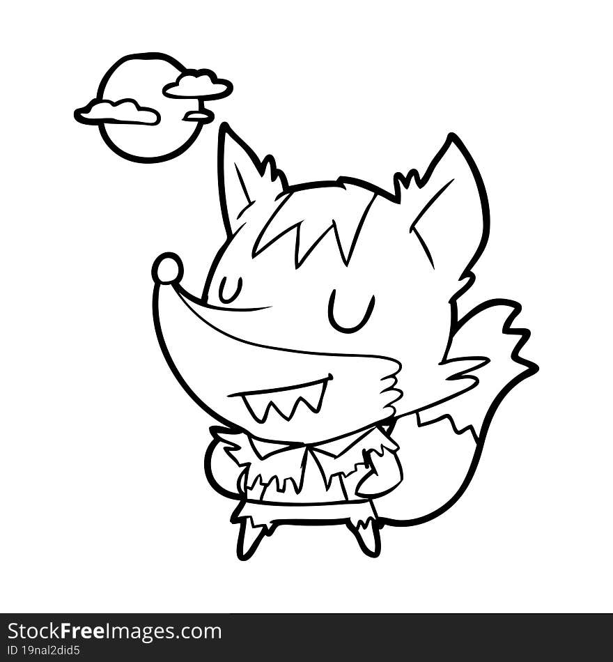 line drawing of a halloween werewolf. line drawing of a halloween werewolf