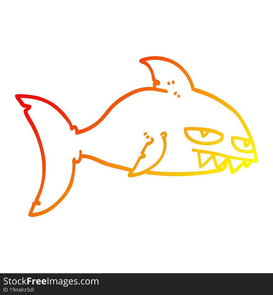 warm gradient line drawing cartoon deadly shark