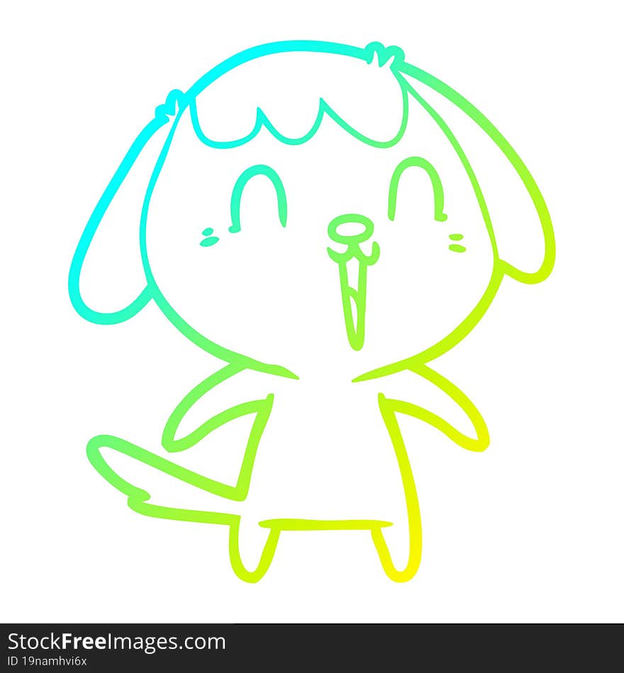 Cold Gradient Line Drawing Cute Cartoon Dog