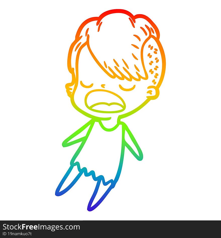 rainbow gradient line drawing cartoon cool hipster girl talking