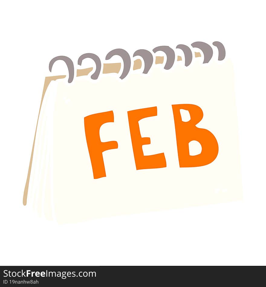 cartoon doodle calendar showing month of February