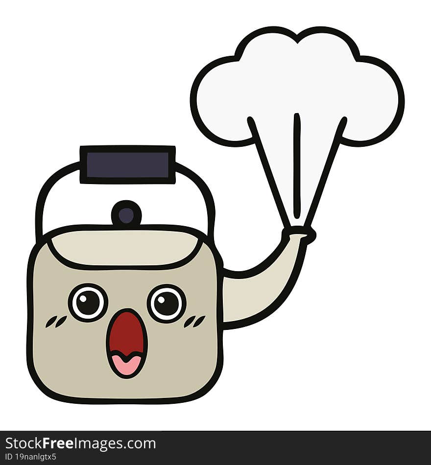 Cute Cartoon Steaming Kettle