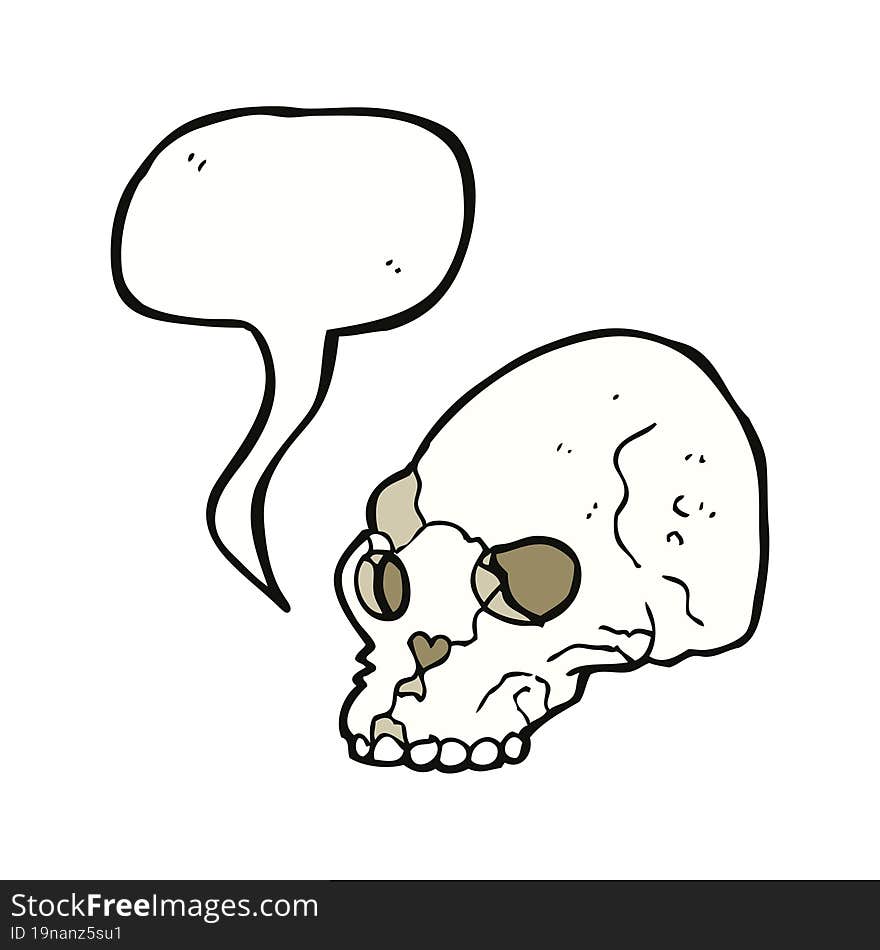 Cartoon Spooky Skull With Speech Bubble