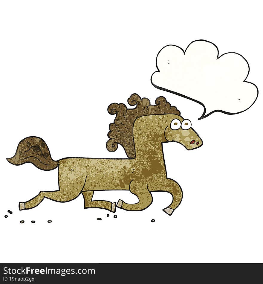 speech bubble textured cartoon running horse