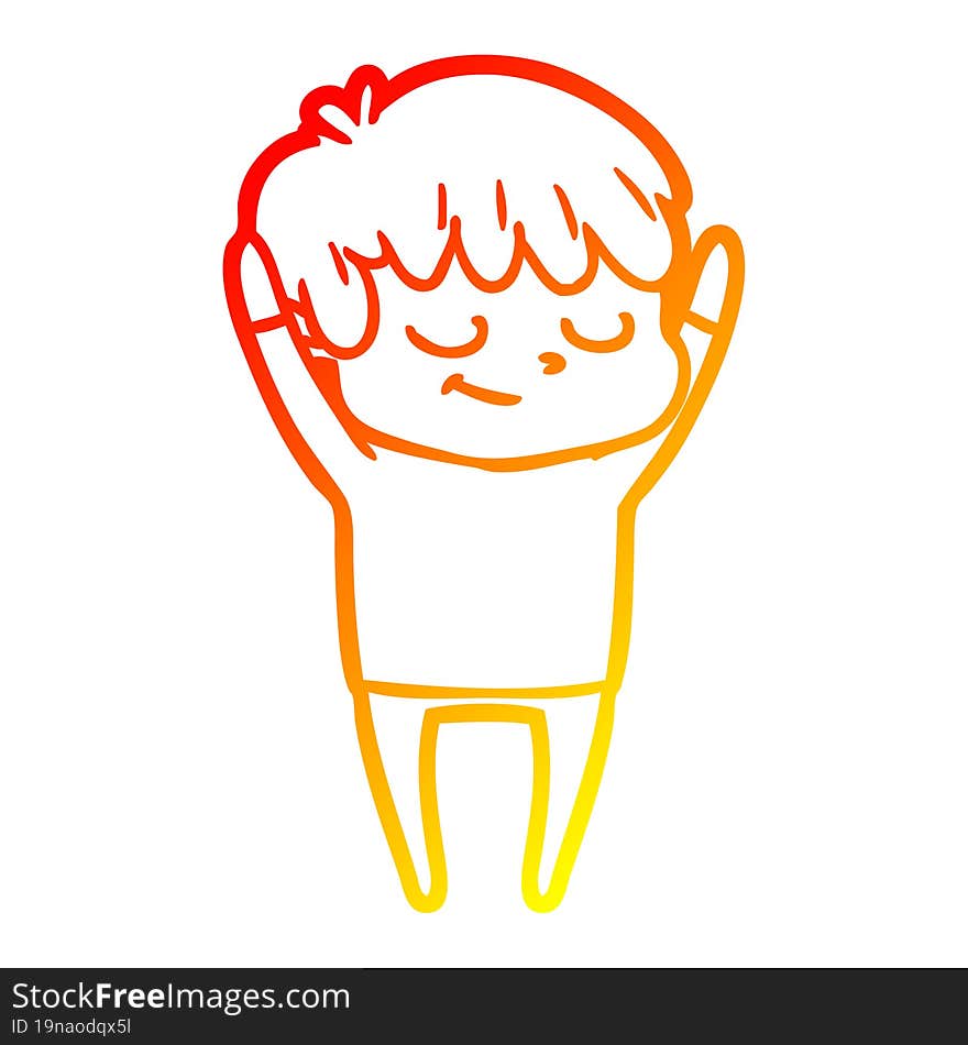 warm gradient line drawing cartoon happy boy