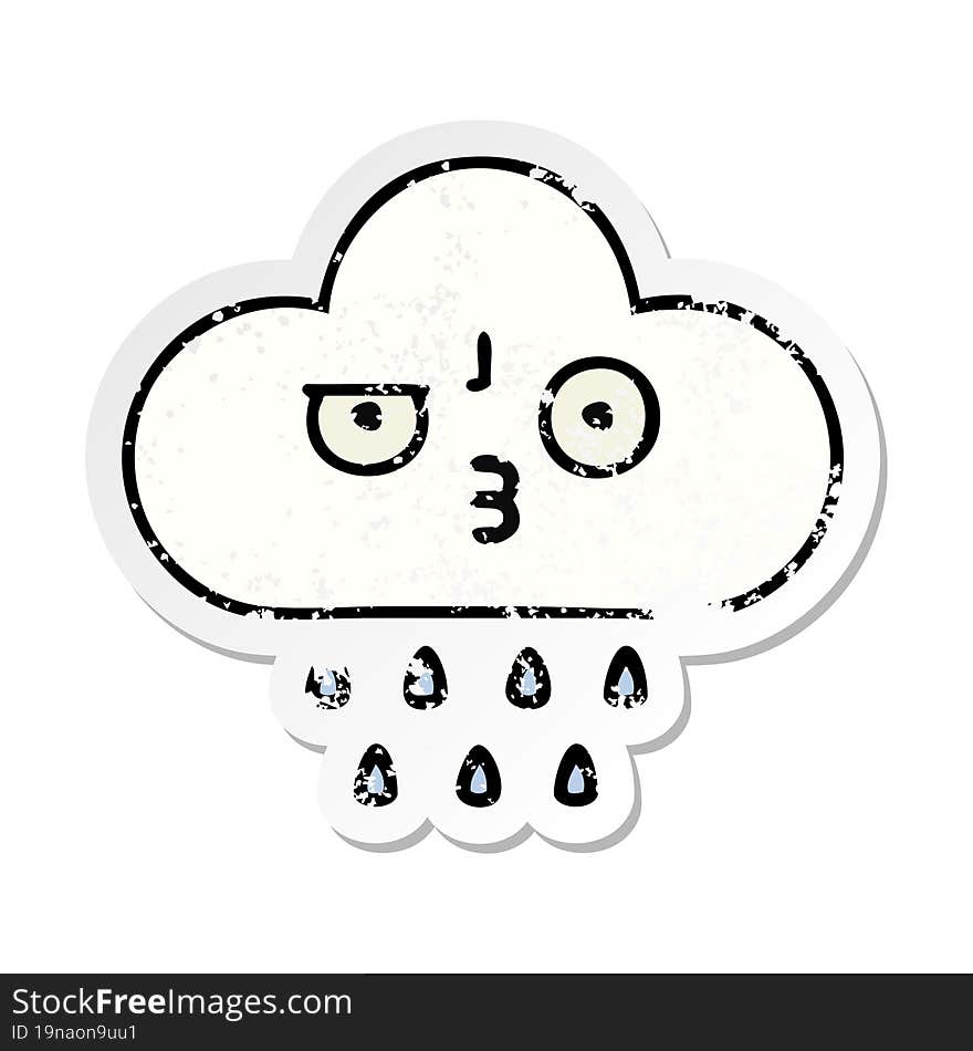 Distressed Sticker Of A Cute Cartoon Rain Cloud