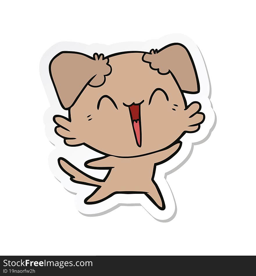 sticker of a happy little dog cartoon