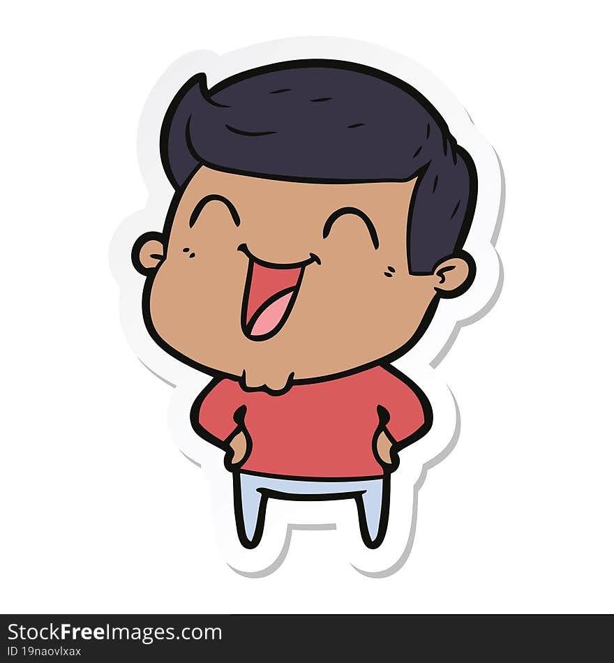 sticker of a cartoon man laughing