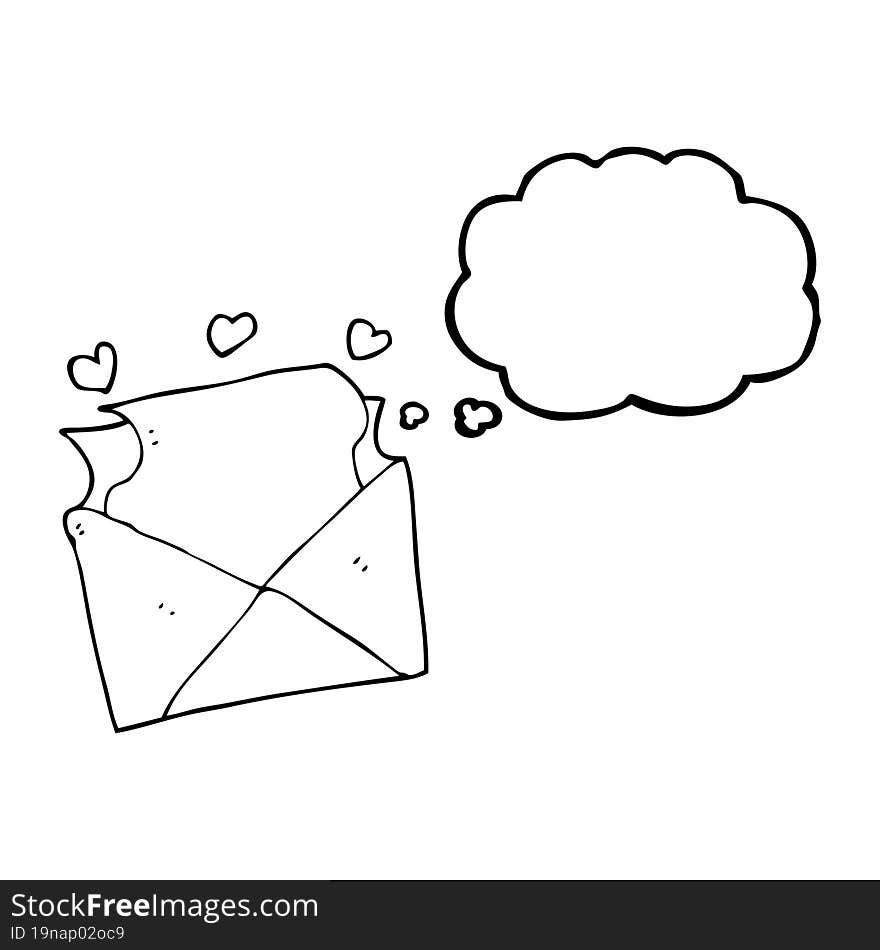 freehand drawn thought bubble cartoon love letter