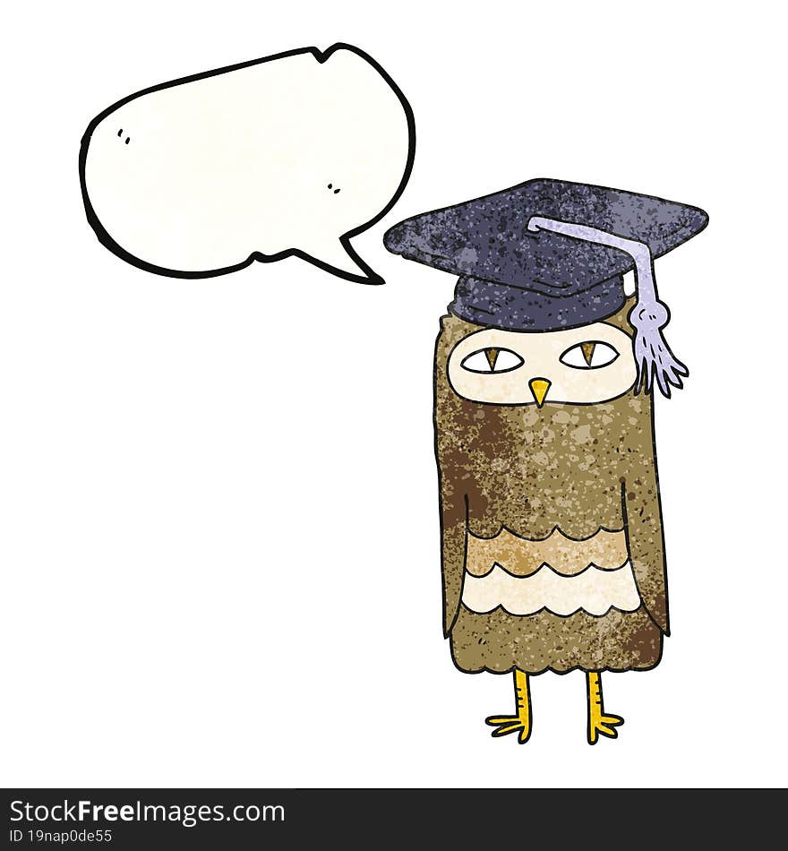 speech bubble textured cartoon wise owl