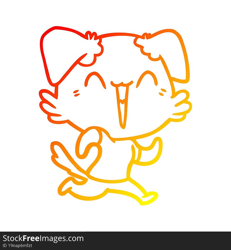 warm gradient line drawing happy little dog cartoon