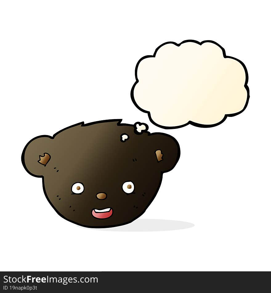 Cartoon Black Bear Face With Thought Bubble