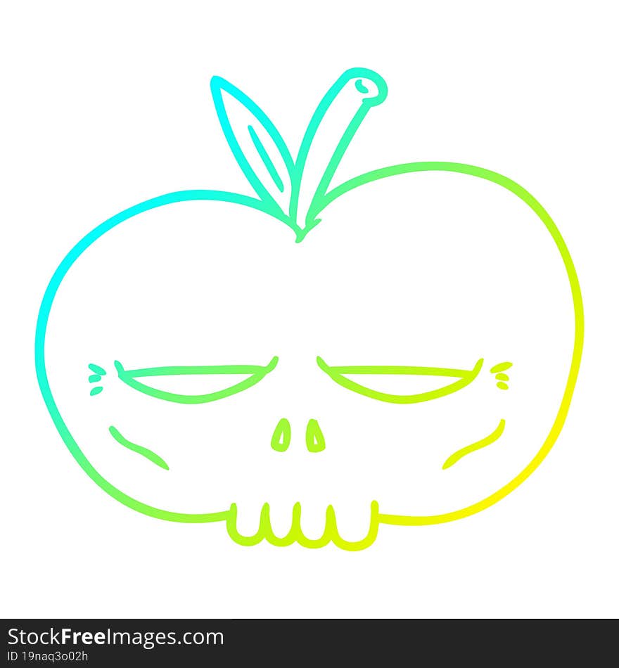 cold gradient line drawing cartoon spooky skull apple